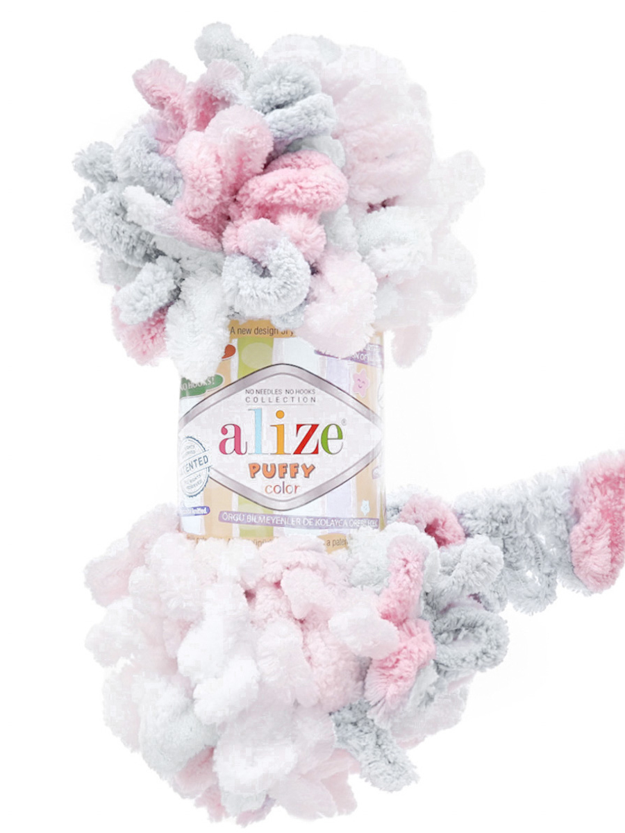 Пряжа для вязания Alize puffy color 100 г 9 м микрополиэстер плюшевая мягкая 5864 секционный 5 мотков - фото 4
