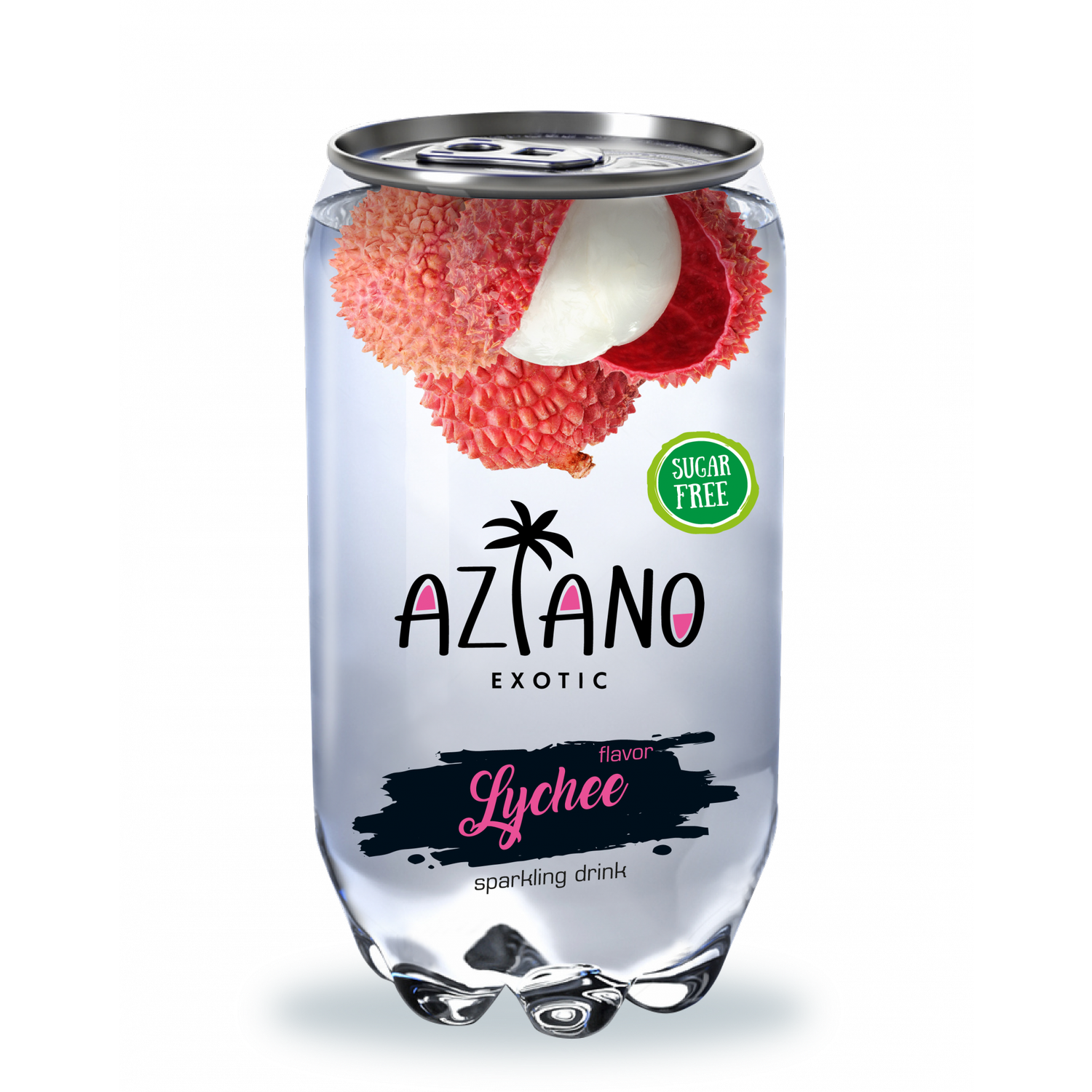 Напиток газированный безалкогольный Aziano Lychee Fruit Sparklingdrink со вкусом личи 0.35л - фото 1