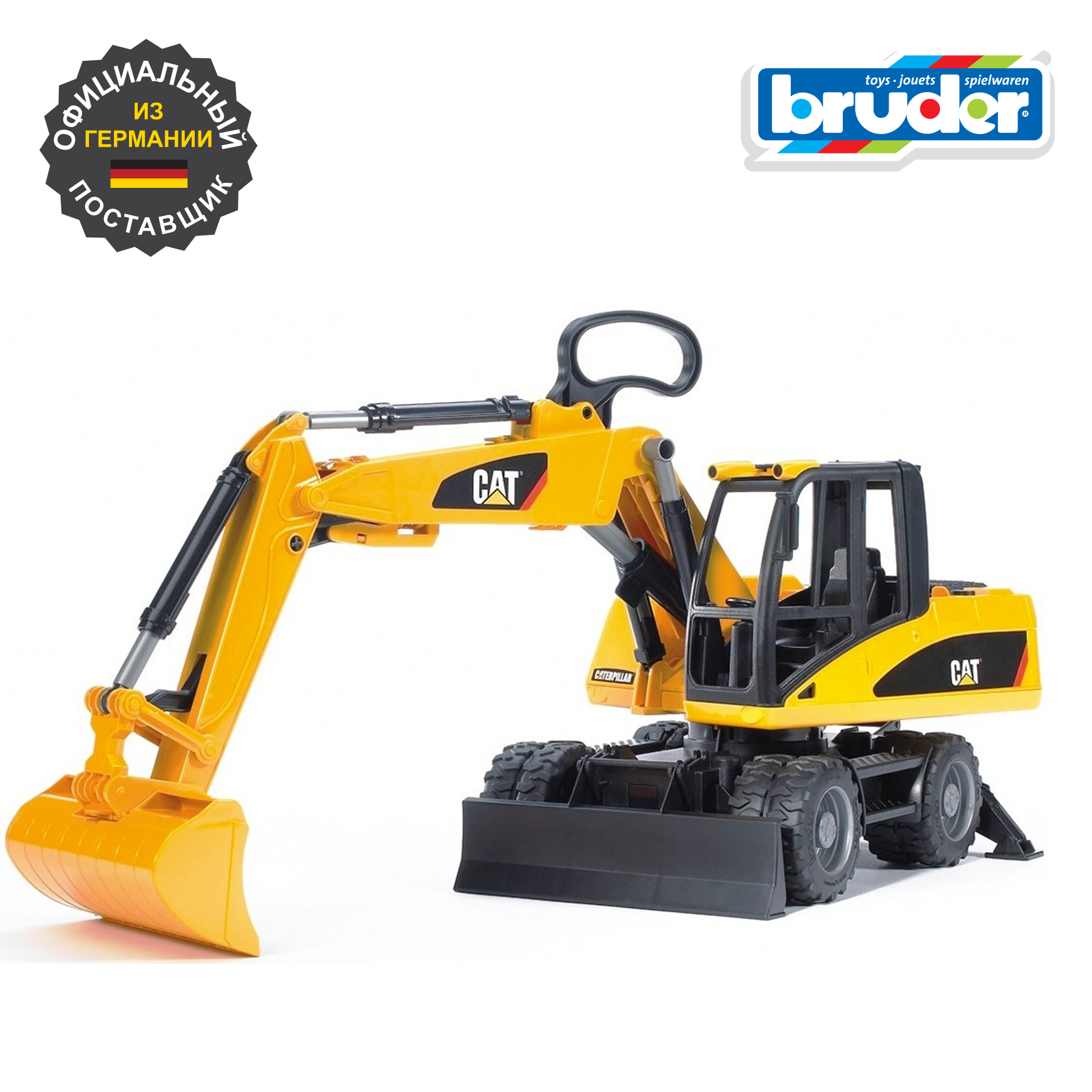 Экскаватор Bruder CAT колёсный с отвалом 1:16 02-445 - фото 1