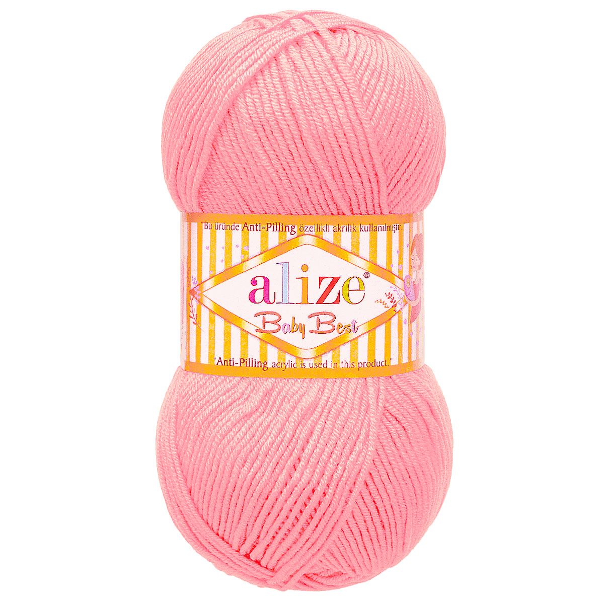 Пряжа для вязания Alize baby best бамбук акрил с эффектом антипиллинг 100 г 240 м 191 розовый 5 мотков - фото 4