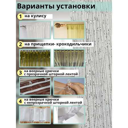 Штора - занавеска декоративная Sima-Land нитяная с люрексом 300×300 см