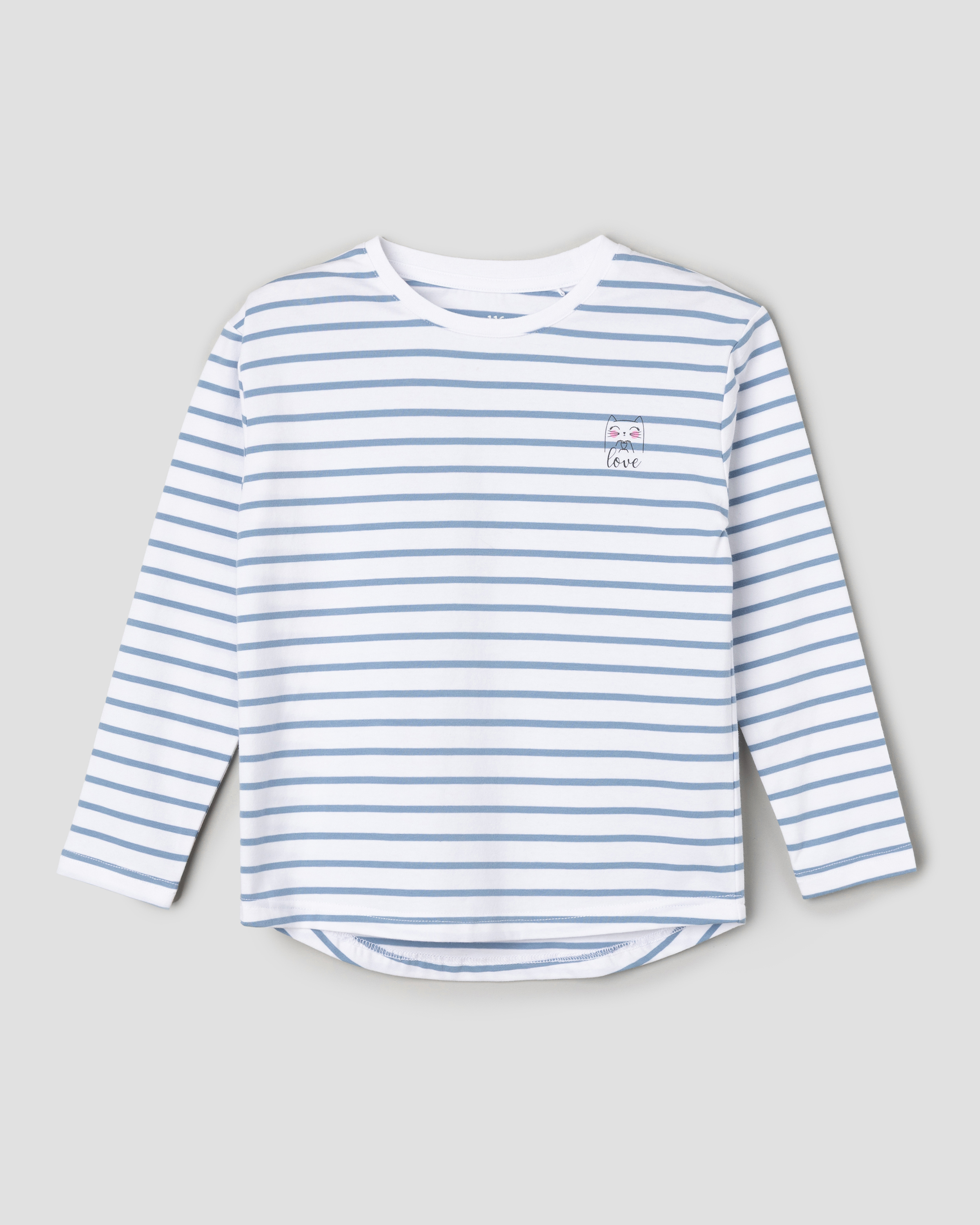 Изображение товара Детский полосатый лонгслив Futurino для девочки с принтом love, 98