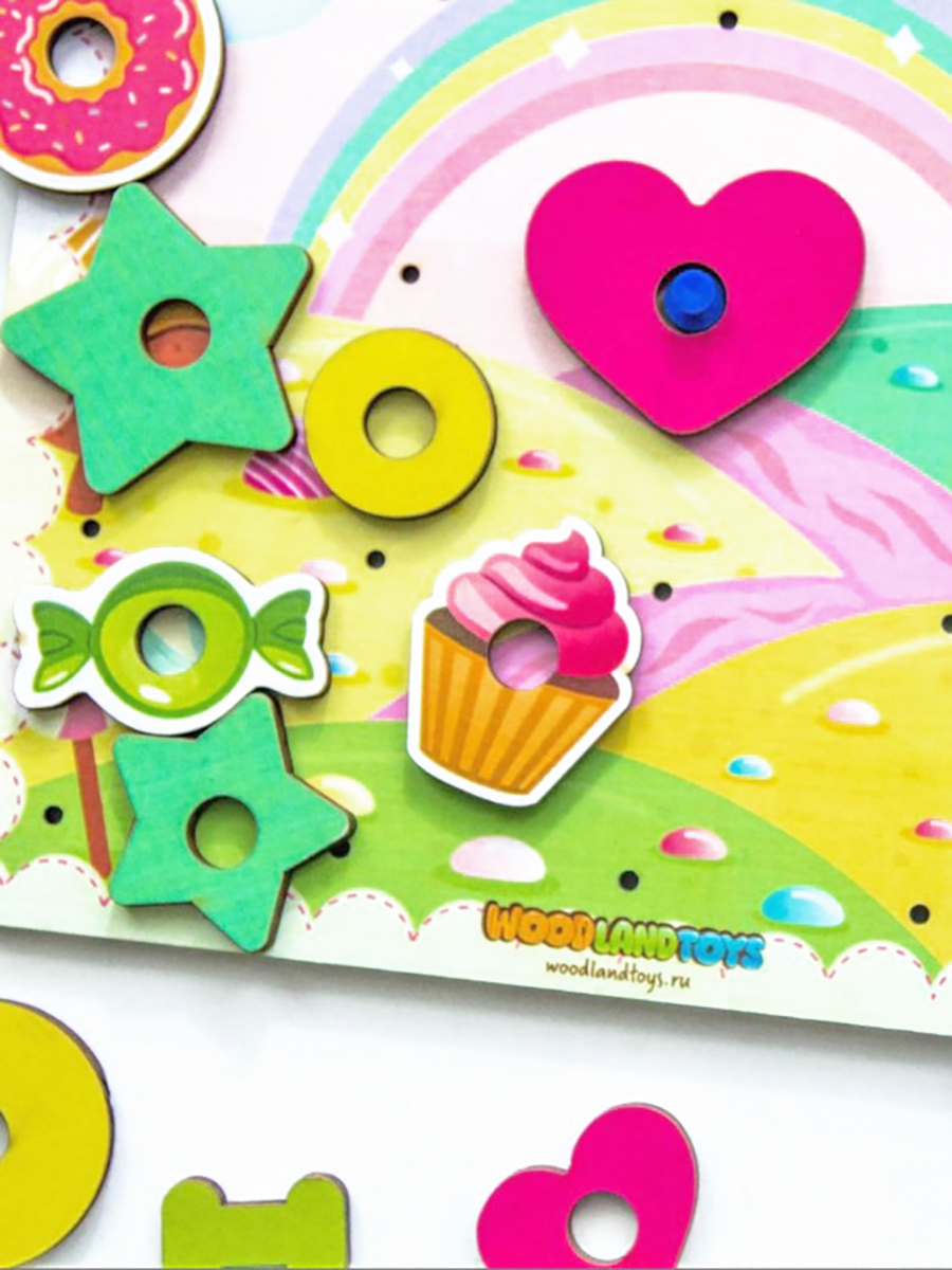Игрушка WOODLANDTOYS бизиборд Геоборд Сладости - фото 4