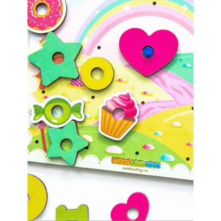 Игрушка WOODLANDTOYS бизиборд Геоборд Сладости
