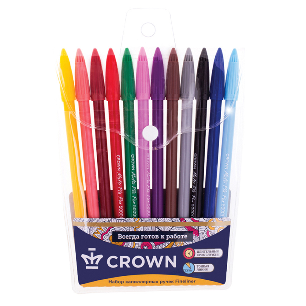 Ручка капиллярная CROWN 12 шт. - фото 7