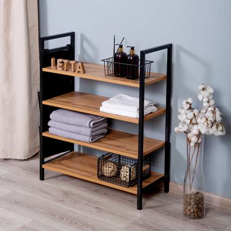 Обувница этажерка LETTA Ultra plus Цвет дуб вотан спанбонд черный металл 730х864х308