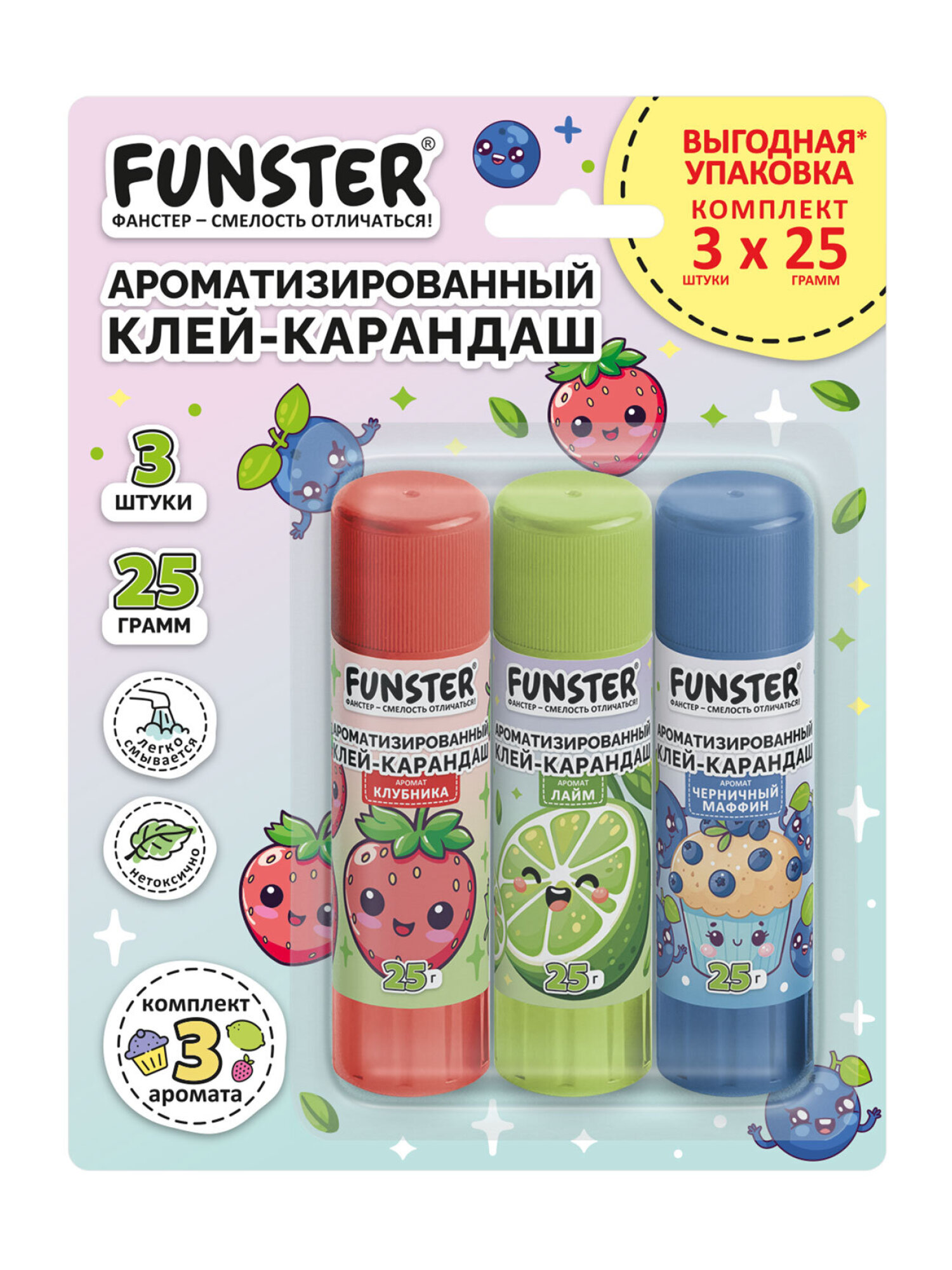 Клей-карандаш Funster 25 г 3 шт. - фото 2