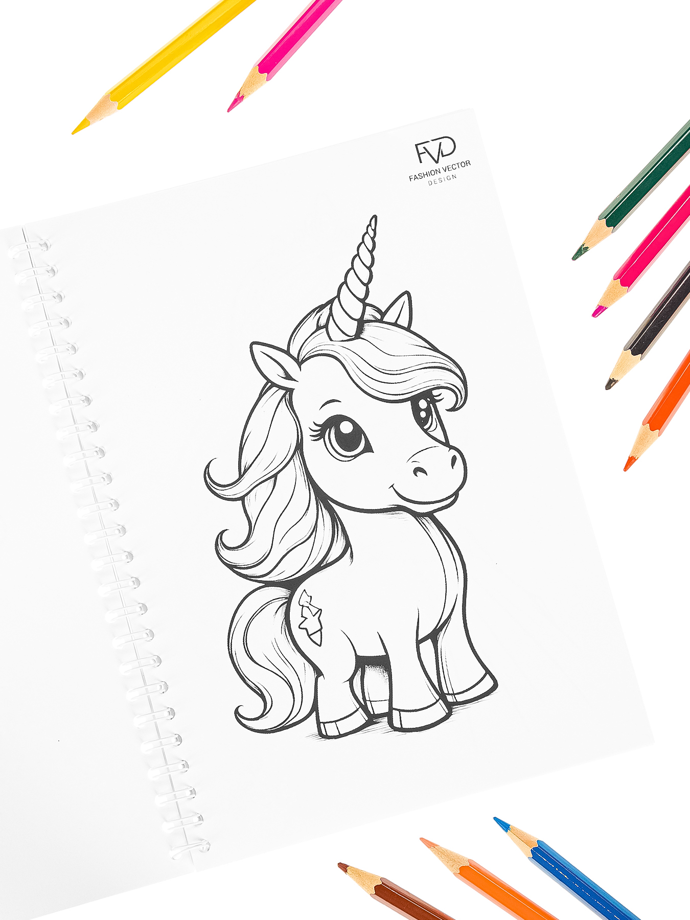 Раскраска для детей Fashion Vector Design Единороги, Принцессы, Феи, 30 листов, А5, подарок девочкам - фото 12
