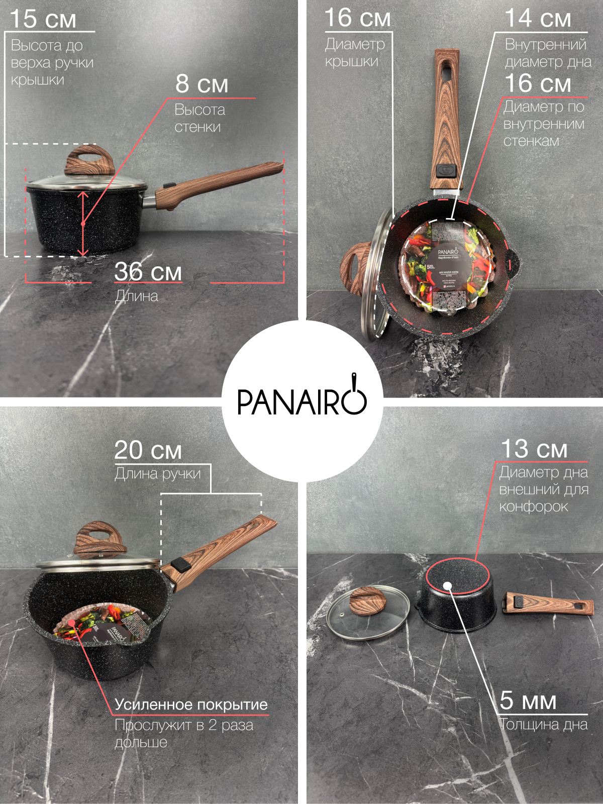 Ковш 1,4 литра Panairo Ecoinduction - фото 10