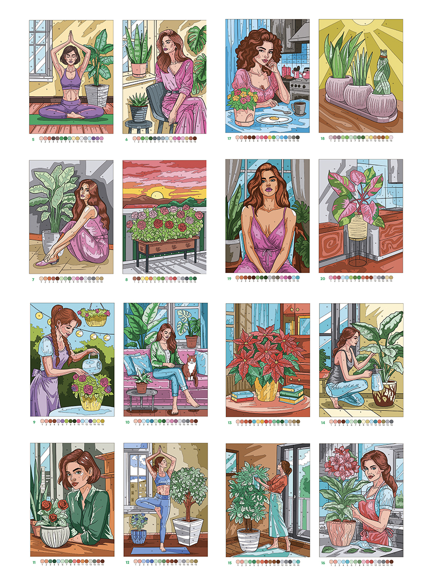 Раскраска по номерам Проф-Пресс Премиум La Decoro. Красота и уют в доме. 100 сюжетов. А4. 128 стр. - фото 7