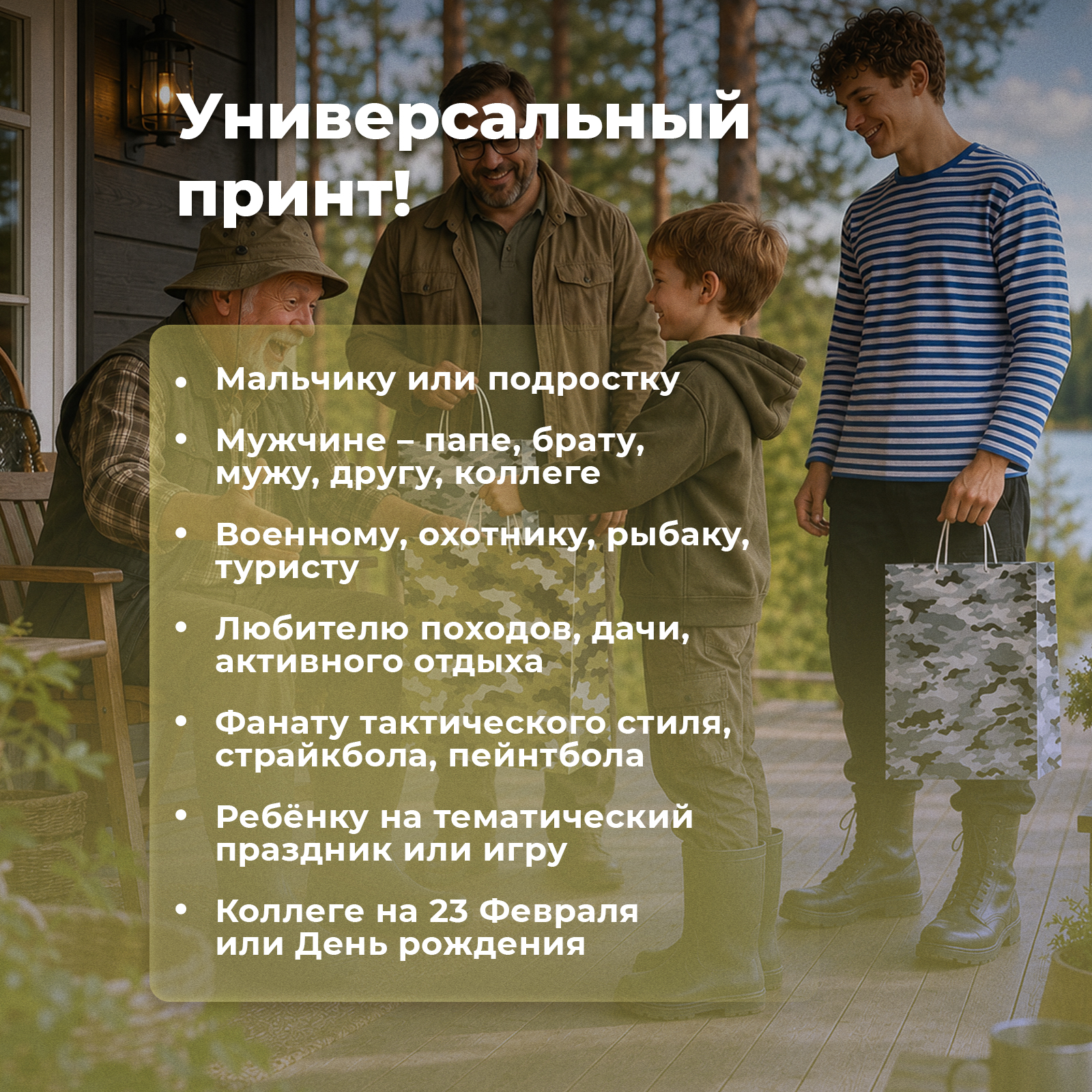Набор бумажных подарочных пакетов Gift Mania в стиле милитари Камуфляж 5 шт 19 х 10 х 7 см - фото 2