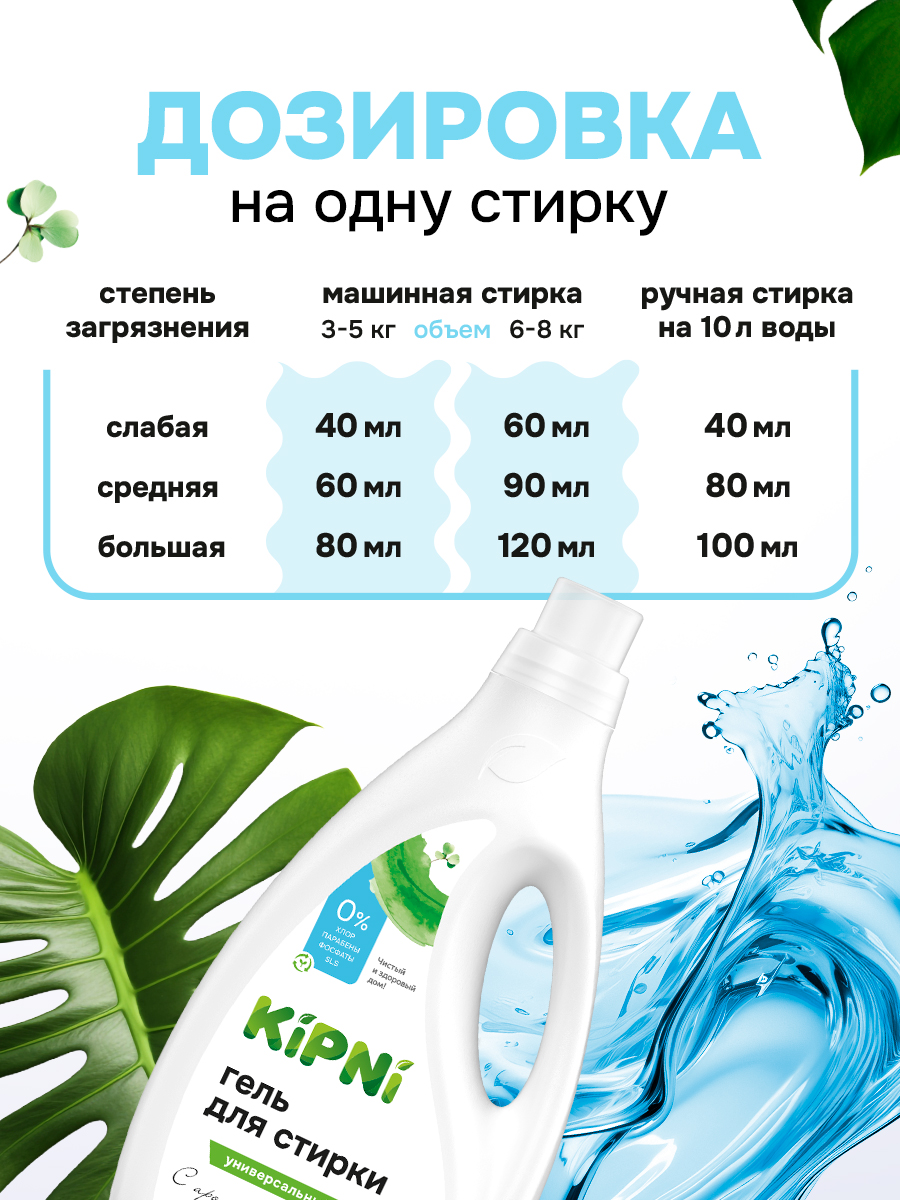 Гель для стирки KIPNI 1.5 л 1.6 кг 1 шт. 1 упак. - фото 7