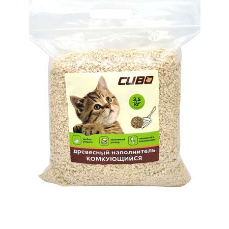Наполнитель для кошек CUBO древесный комкующийся 3.5 кг
