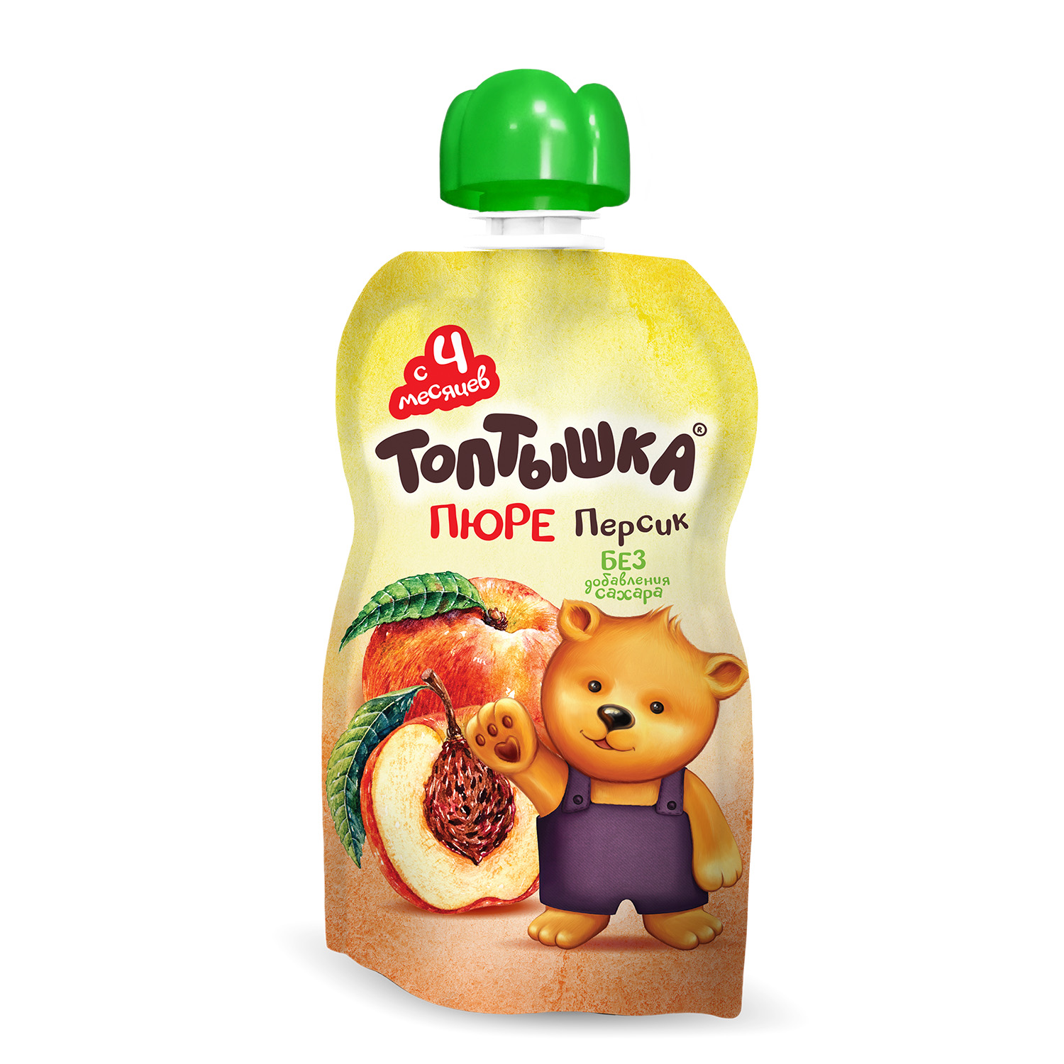 Пюре Топтышка Персик с 4 мес 90 г - фото 1
