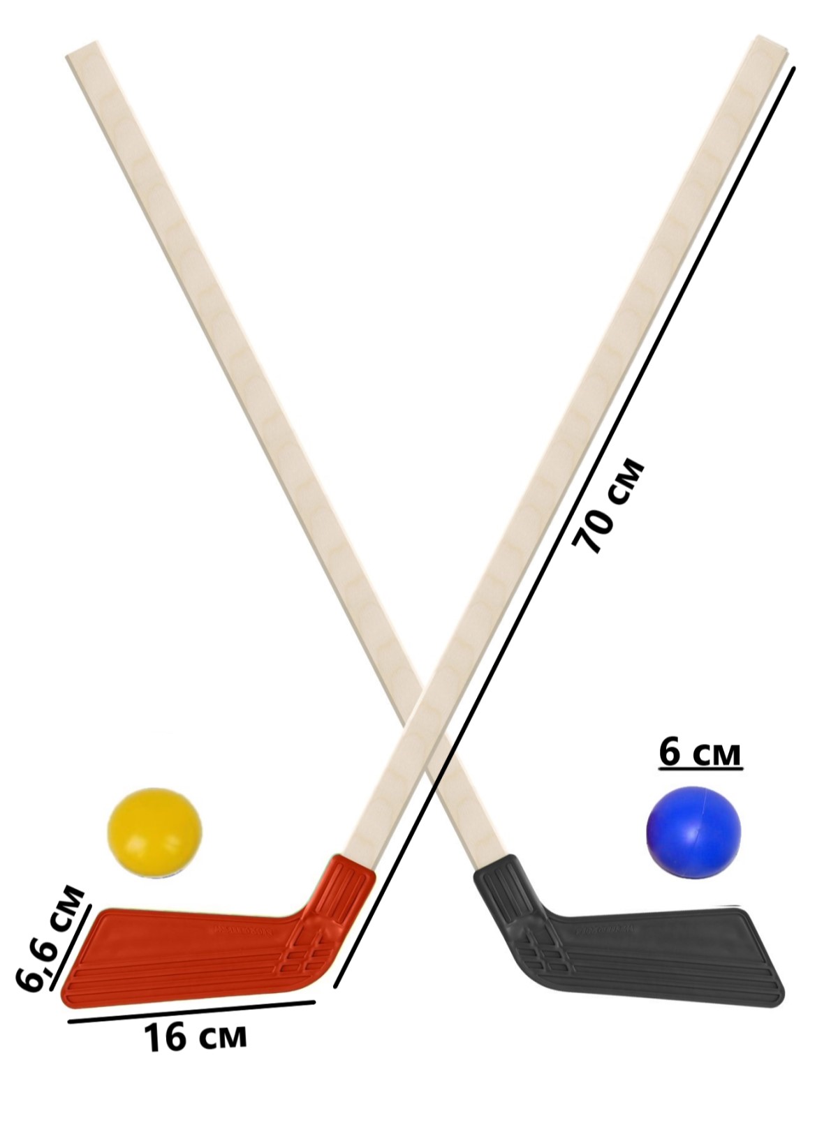Клюшка детская хоккейная Задира набор 2 шт + 2 мяча - фото 1