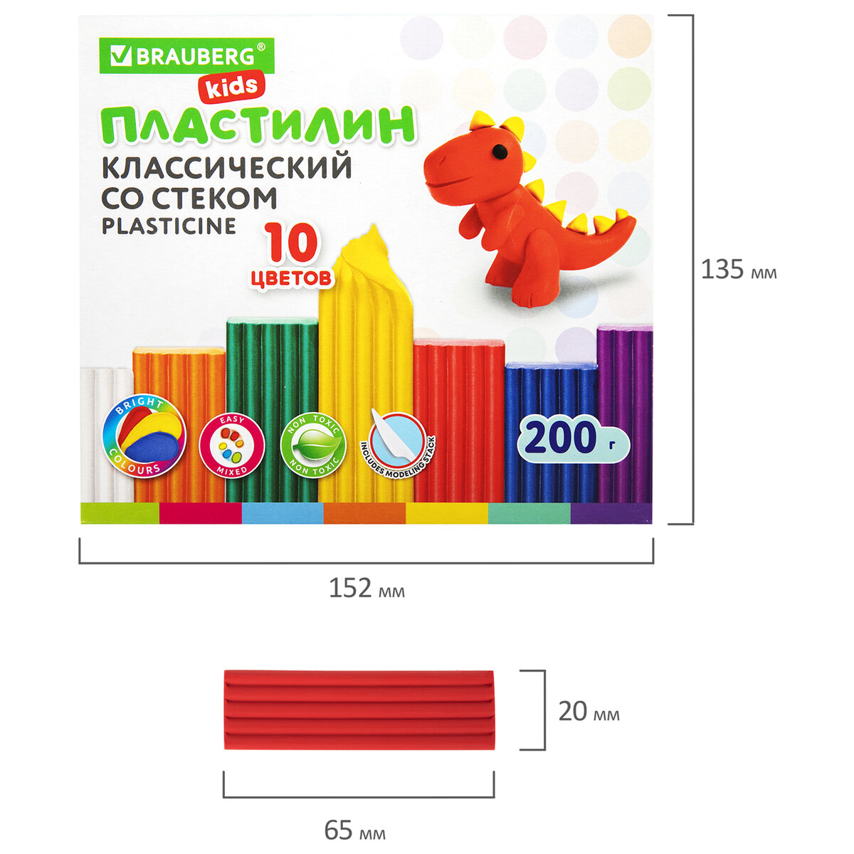 Пластилин Brauberg 10 цв. - фото 4