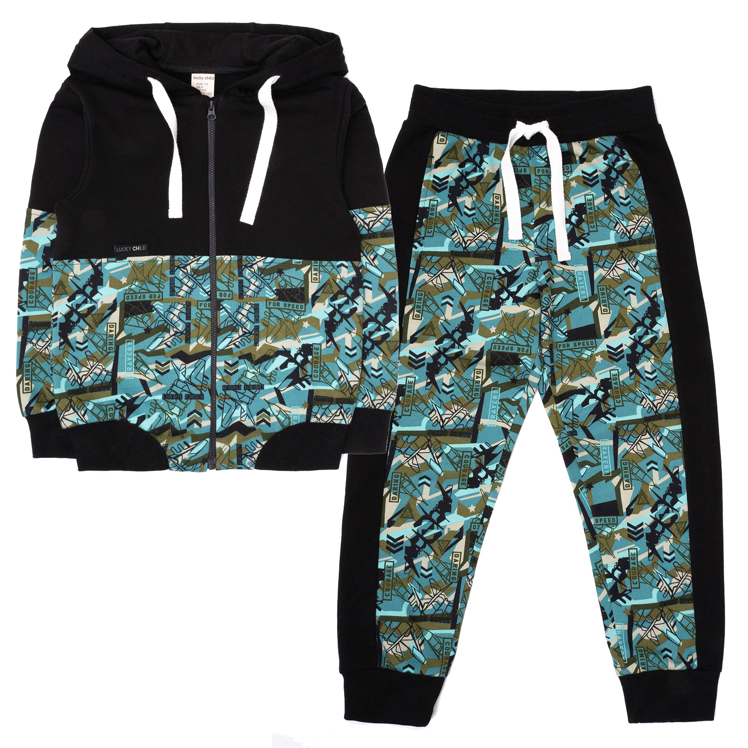 Толстовка и брюки Lucky Child 58-43ф/милитари/2-12 - фото 13