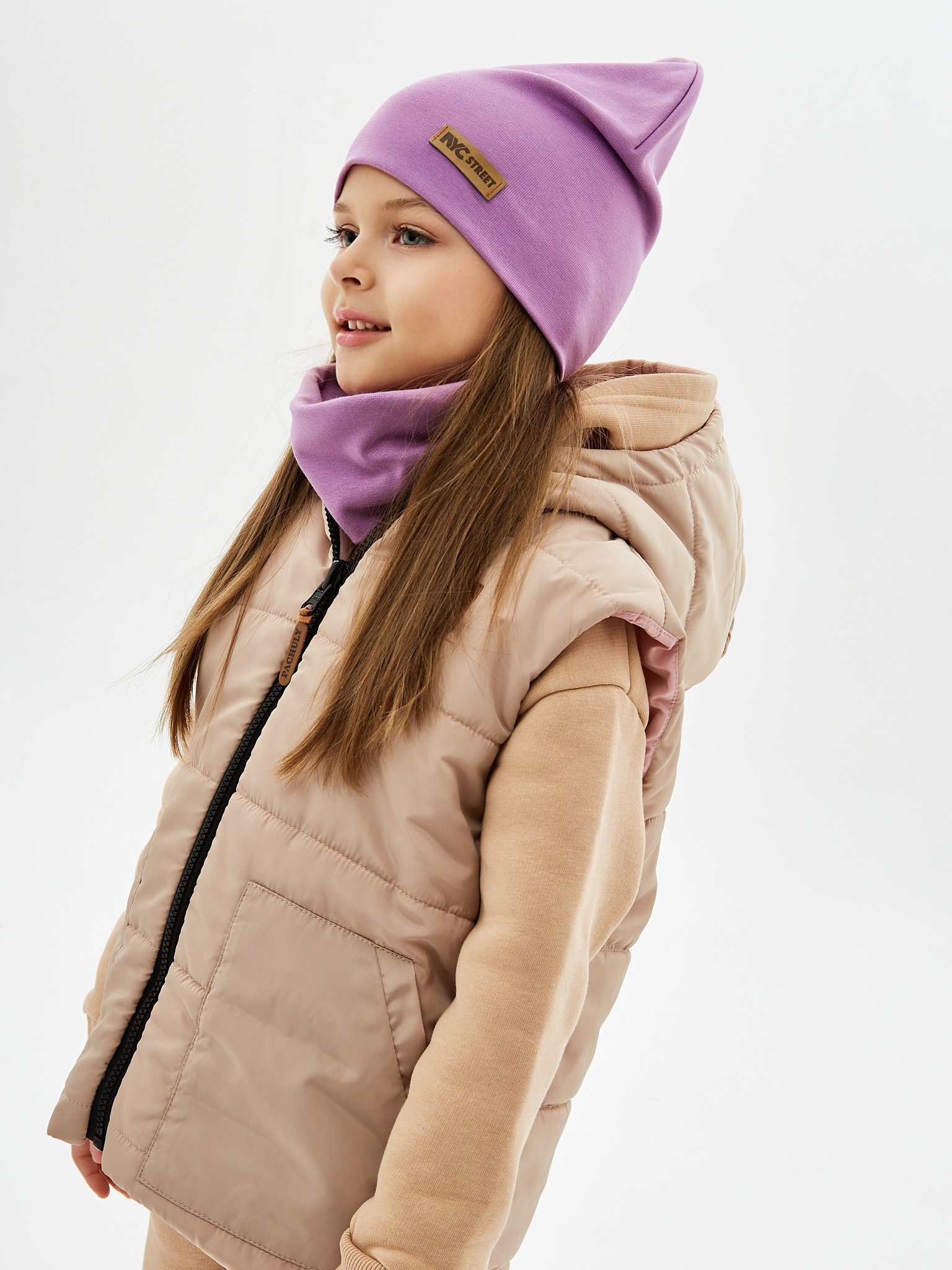 Шапка и снуд NYCkids NYC-H-67-plainG-purp - фото 12