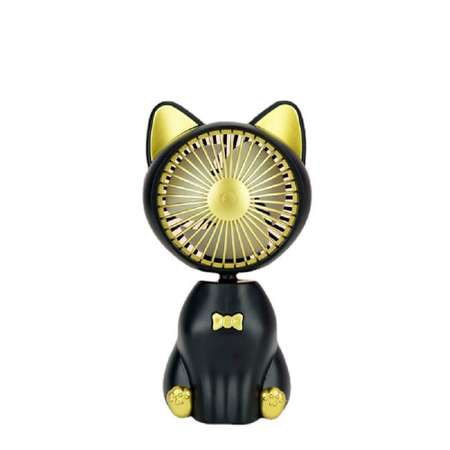 Вентилятор детский 4 лопасти CASTLELADY с USB зарядкой Котенок черный