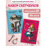 Блокнот Проф-Пресс скетчбук Wonderland комплект из 2 шт по 64 л 116х180 мм Алиса с фламинго+Шалтай-Болтай
