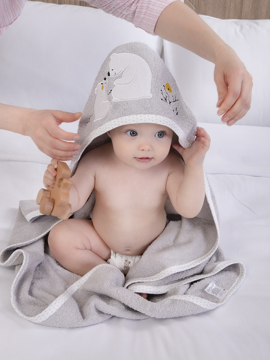 Уголок махровый 80x80 см Baby Nice Мишутка серый - фото 4