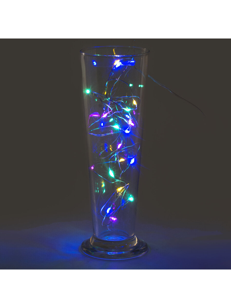 Электрогирлянда Золотая сказка светодиодная Роса 20 ламп 2 м многоцветная на батарейках - фото 7