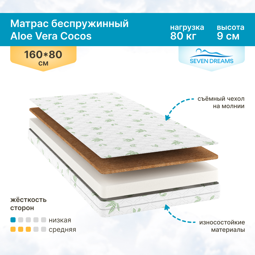 Матрас SEVEN DREAMS Aloe Vera Cocos 160х80 - фото 1