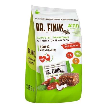 Полезные конфеты из фиников Dr.Finik с кокосом и кунжутом 150г без сахара