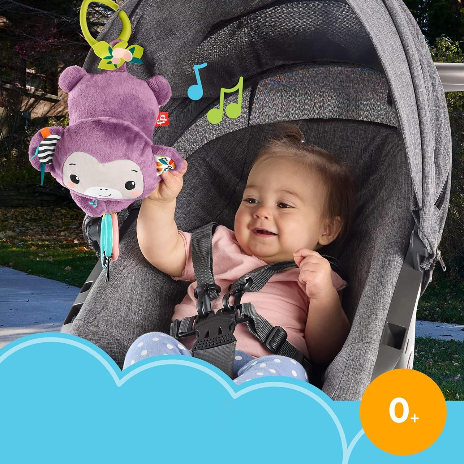 Игрушка Fisher Price подвеска Фиолетовая обезьянка - фото 2