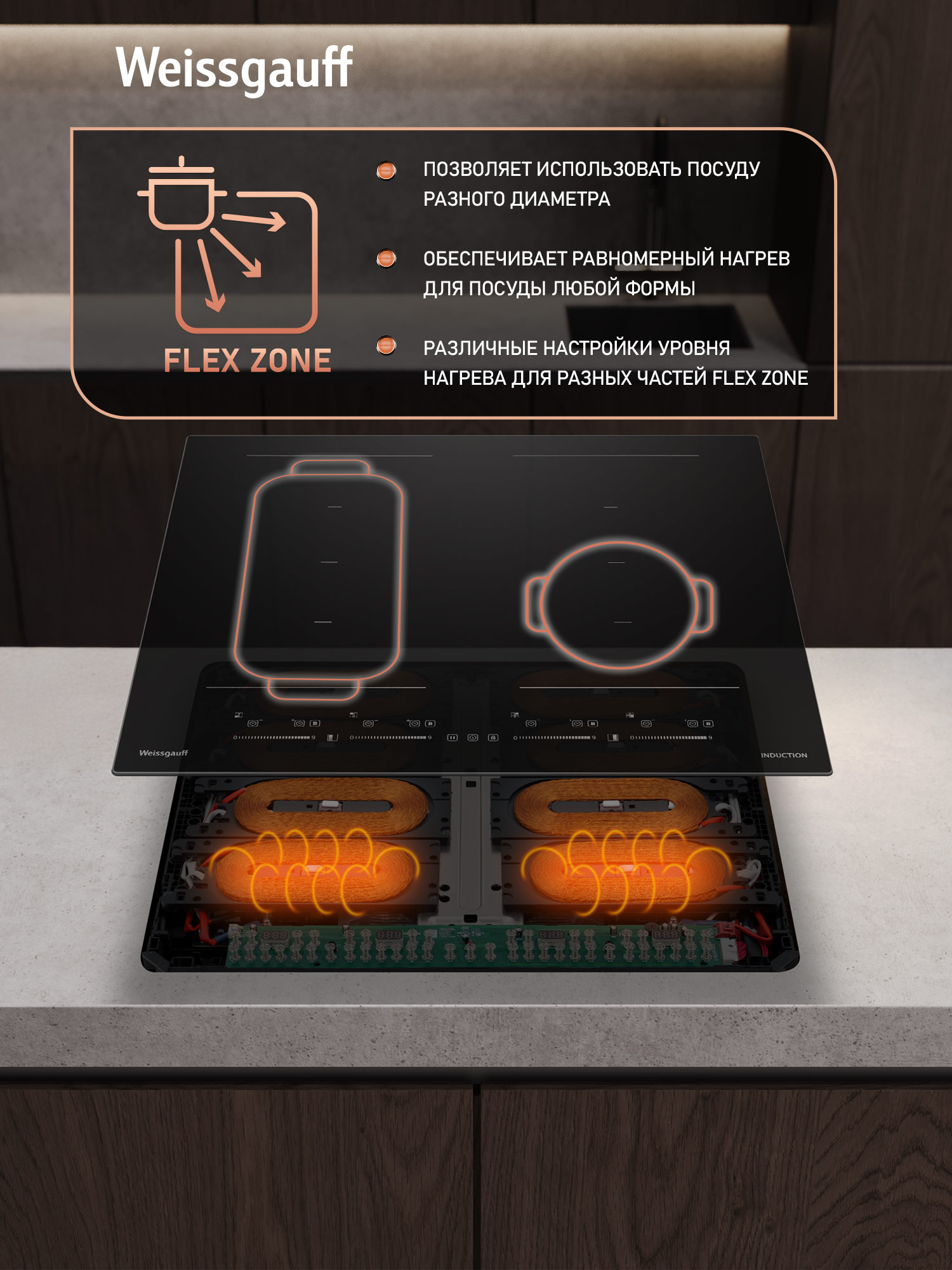Варочная панель WEISSGAUFF HI 649 Dual Flex Premium - фото 5