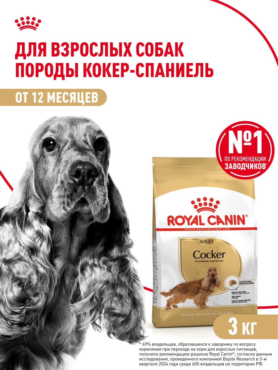 Корм для собак ROYAL CANIN Cocker породы кокер 3кг - фото 1