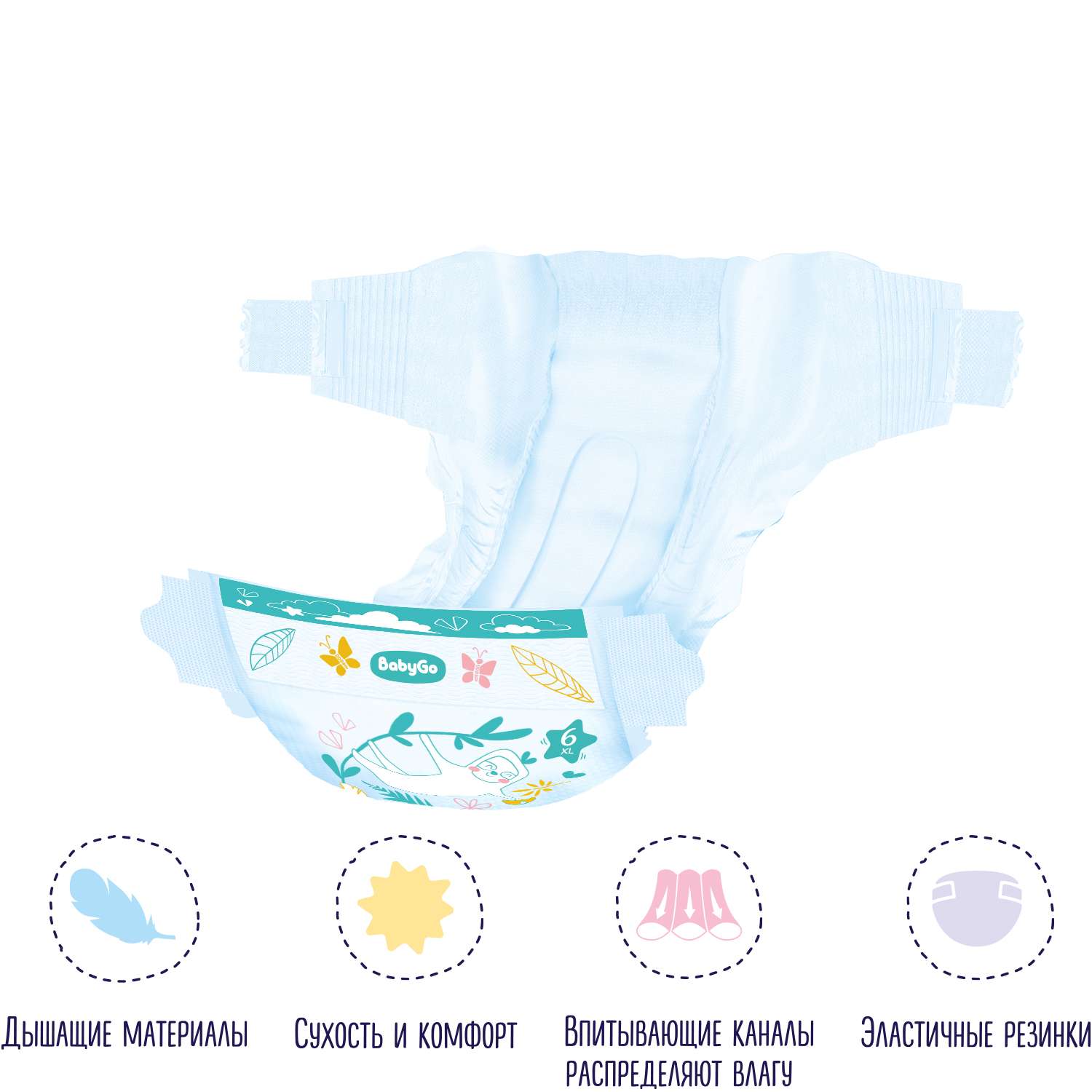 Подгузники BabyGo Classic 6 (16+ кг) 48 шт. - фото 11