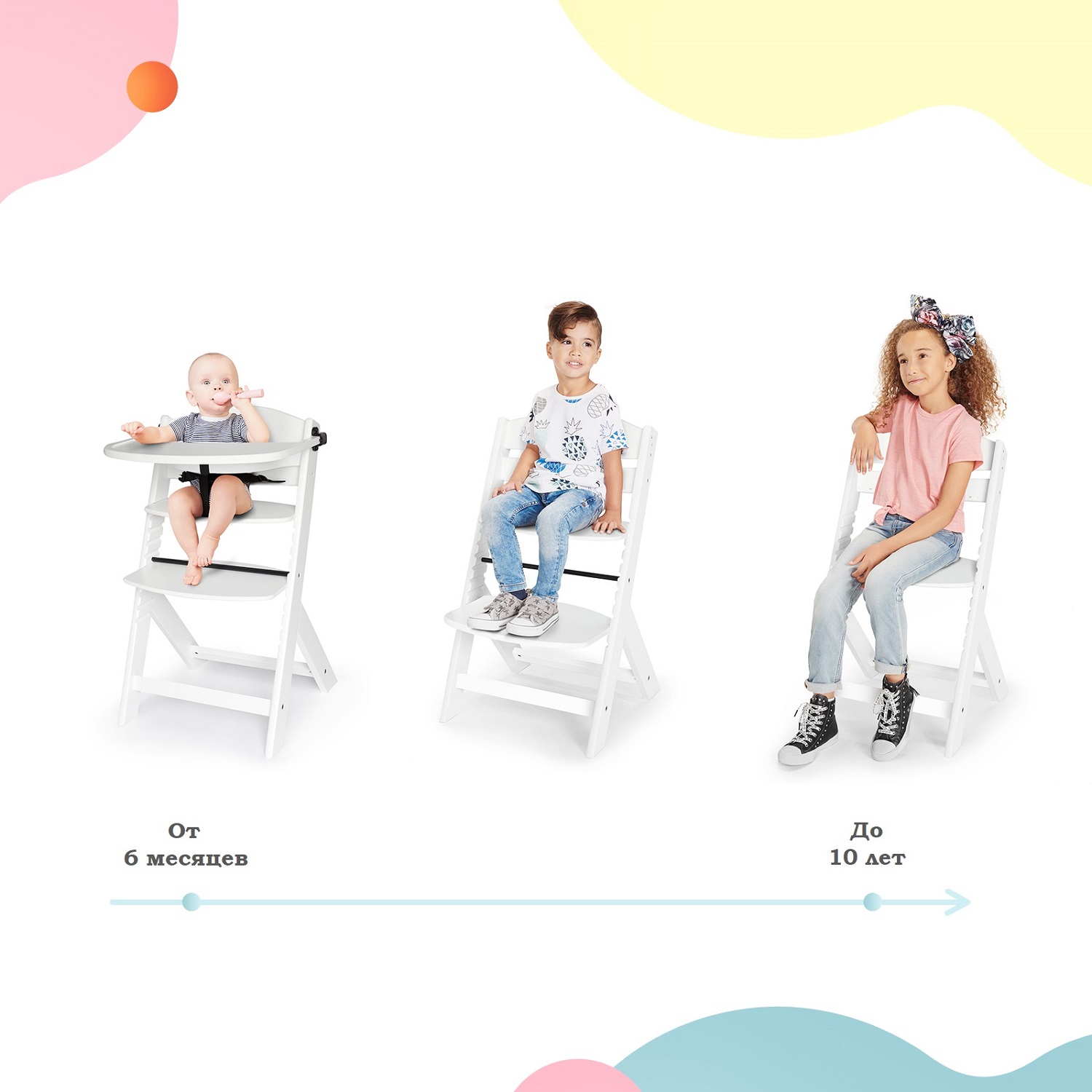 Стульчик для кормления Kinderkraft Enock White трансформер - фото 8