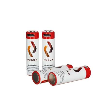 Аккумуляторная батарейка РУБИН LI-ION размер АА 1.5 В 2400mWh USB Type C 4шт/блистер с кабелем
