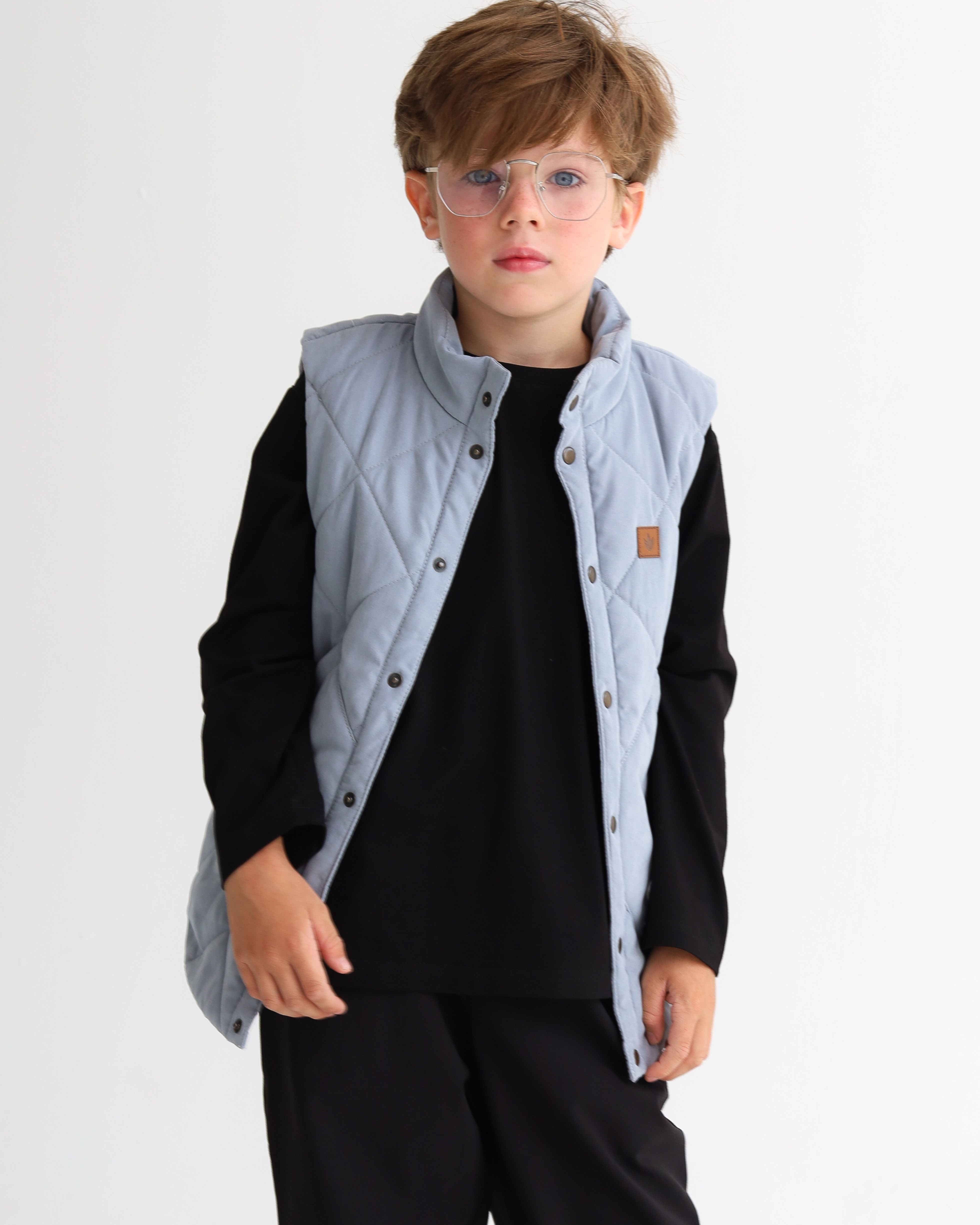 Жилет MINIDINO В-Ж-003/ДЖилет утепленный детский Cargo серо-голубой - фото 1