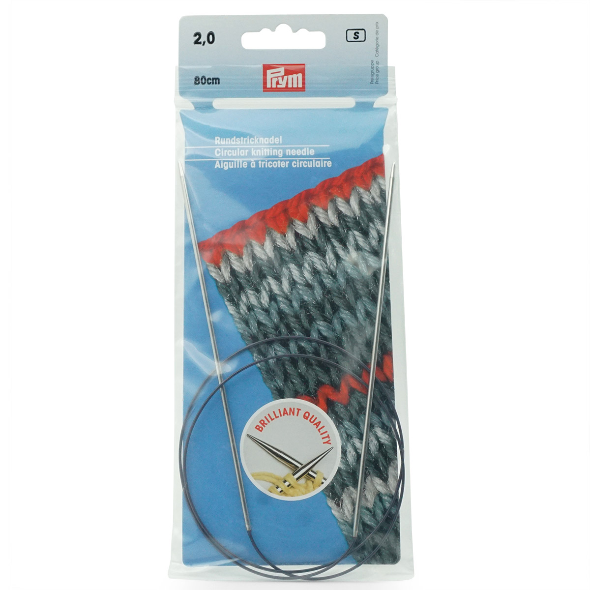 Спицы круговые Prym из латуни с гибким пластиковым тросиком 80 см 2 мм 212104 - фото 7