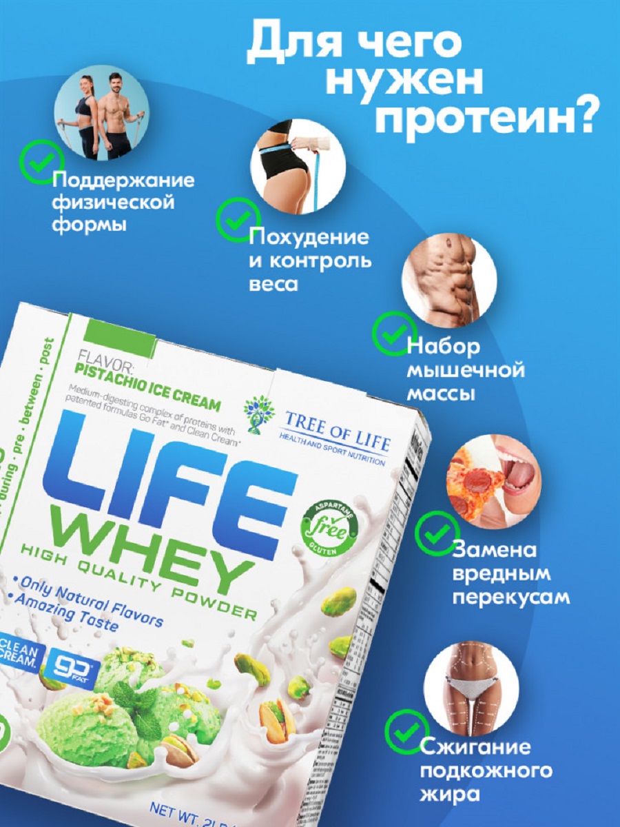 Протеин сывороточный Tree of Life Whey 900 гр фисташка - фото 2