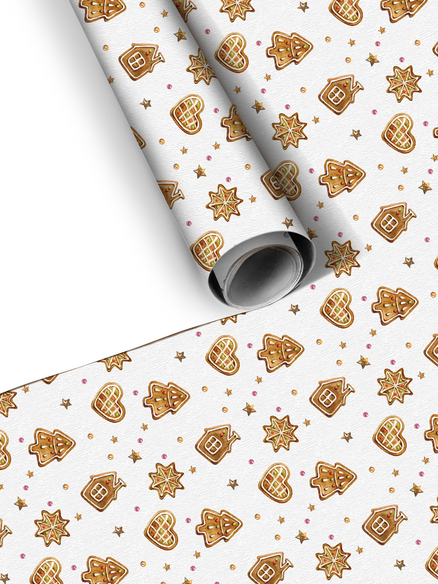 Упаковка для новогодних подарков ГК Горчаков Упаковочная бумага "Пряничный узор" - фото 4