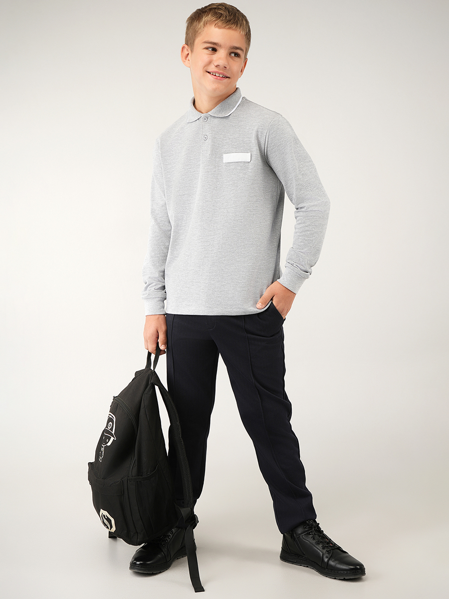 Рубашка-поло HappyFox HF77146серыймеланж.с.белой.полоской - фото 7