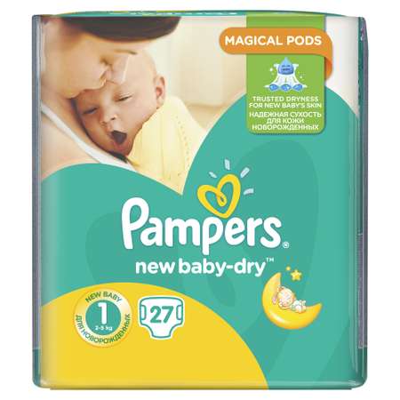 Подгузники Pampers New Baby-Dry для новорожденных NB (2-5 кг) 27 шт.