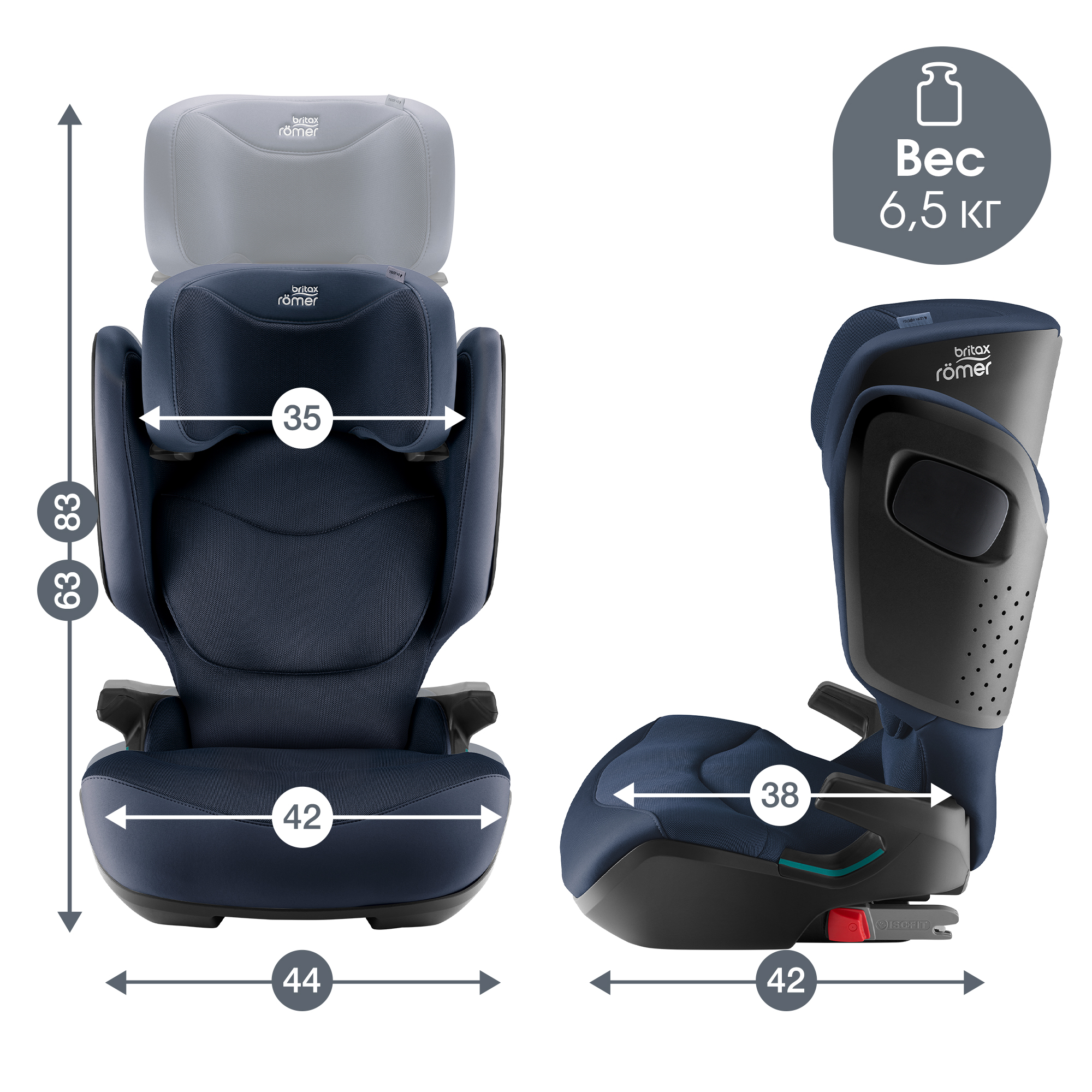 Автокресло Britax Roemer Kidfix PRO M i-SIZE Isofix 2/3 (15-36 кг) синий - фото 10