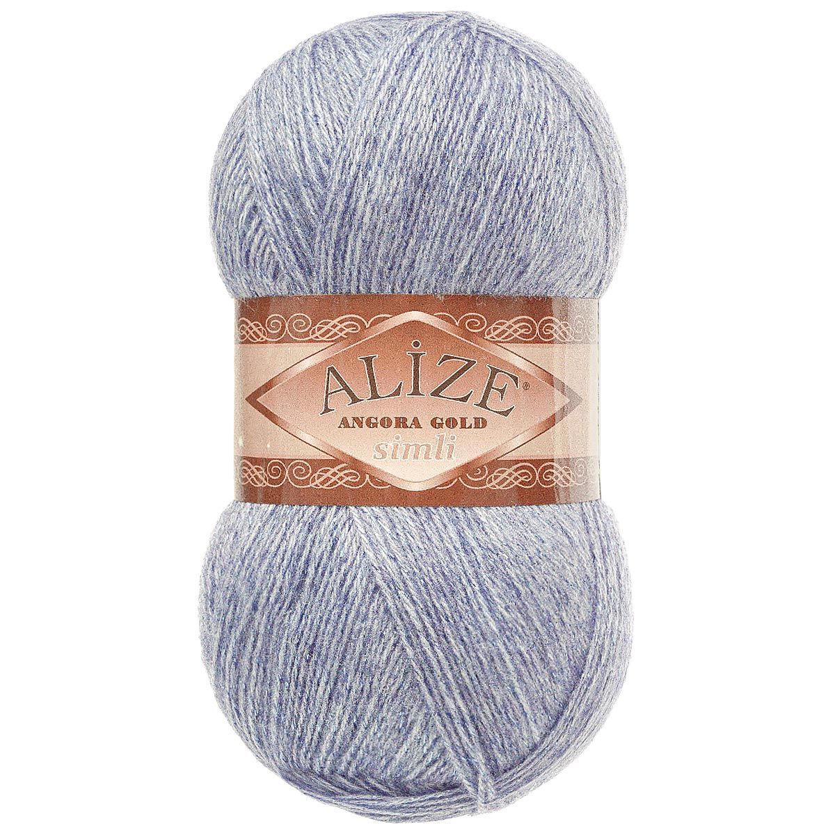 Пряжа Alize полушерсть Angora Gold Simli 100 гр 500 м 5 мотков 221 светлый джинс меланж - фото 4