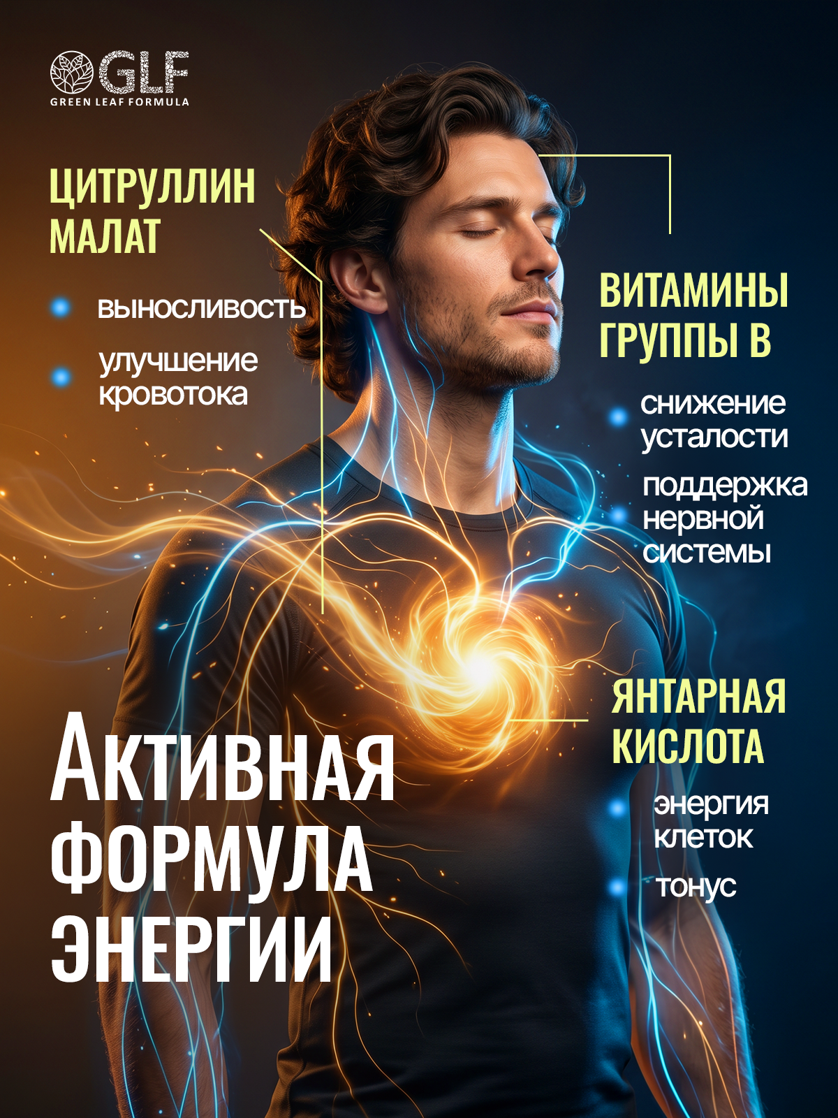 Цитруллин малат с витаминами группы B Green Leaf Formula янтарная кислота для мышц энергия выносливость восстановление В-комплекс - фото 4