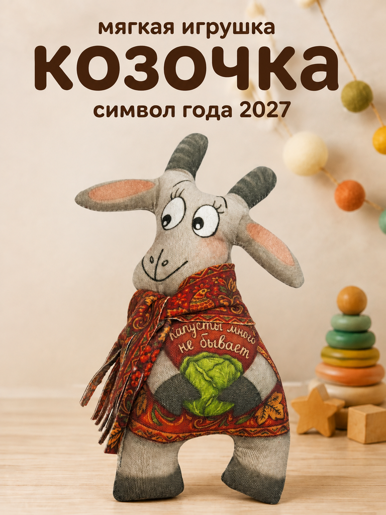 Мягкая игрушка Штучки к которым тянутся ручки коза - фото 1