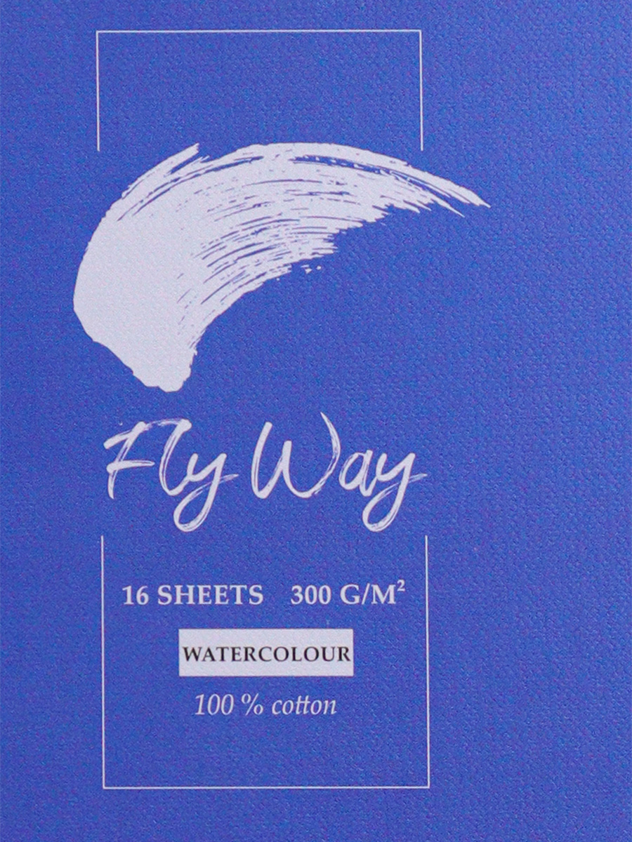 Скетчбук акварельный ТМ FlyWay Классика синий 16 л 190х295 мм 200г/м2 100% хлопок - фото 5
