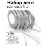 Лента для рукоделия и упаковки Magic 4 Hobby серебро 6мм х 22.85м набор 5шт