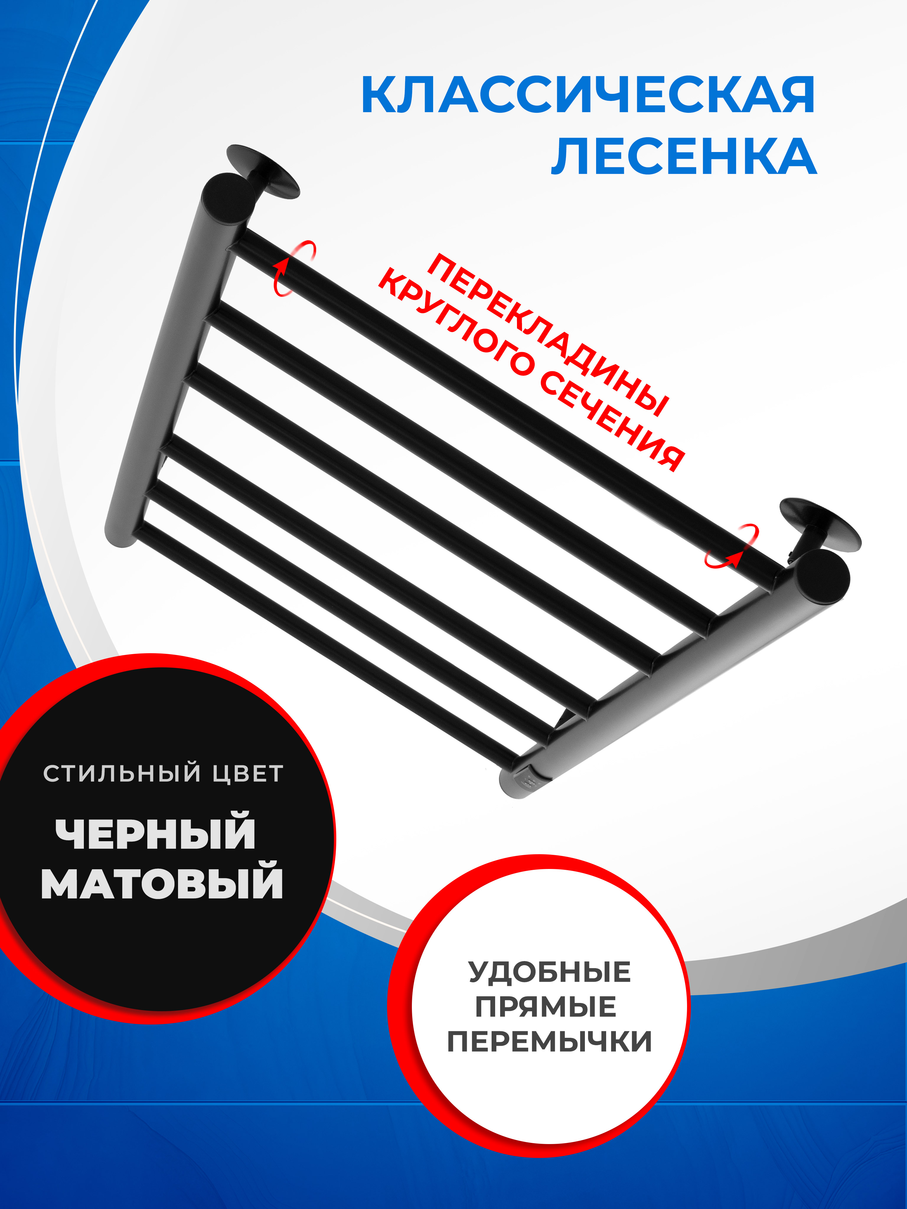 Полотенцесушитель электрический Energy Round 900x400 черный - фото 3