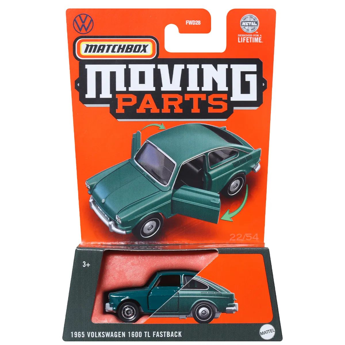 Автомобиль Matchbox Volkswagen 1965 1600 TL Fastback 1:64 FWD28/HVN19 - фото 4