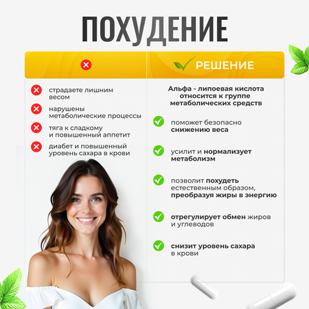Альфа-липоевая кислота 100мг Green Leaf Formula детокс похудение энергия