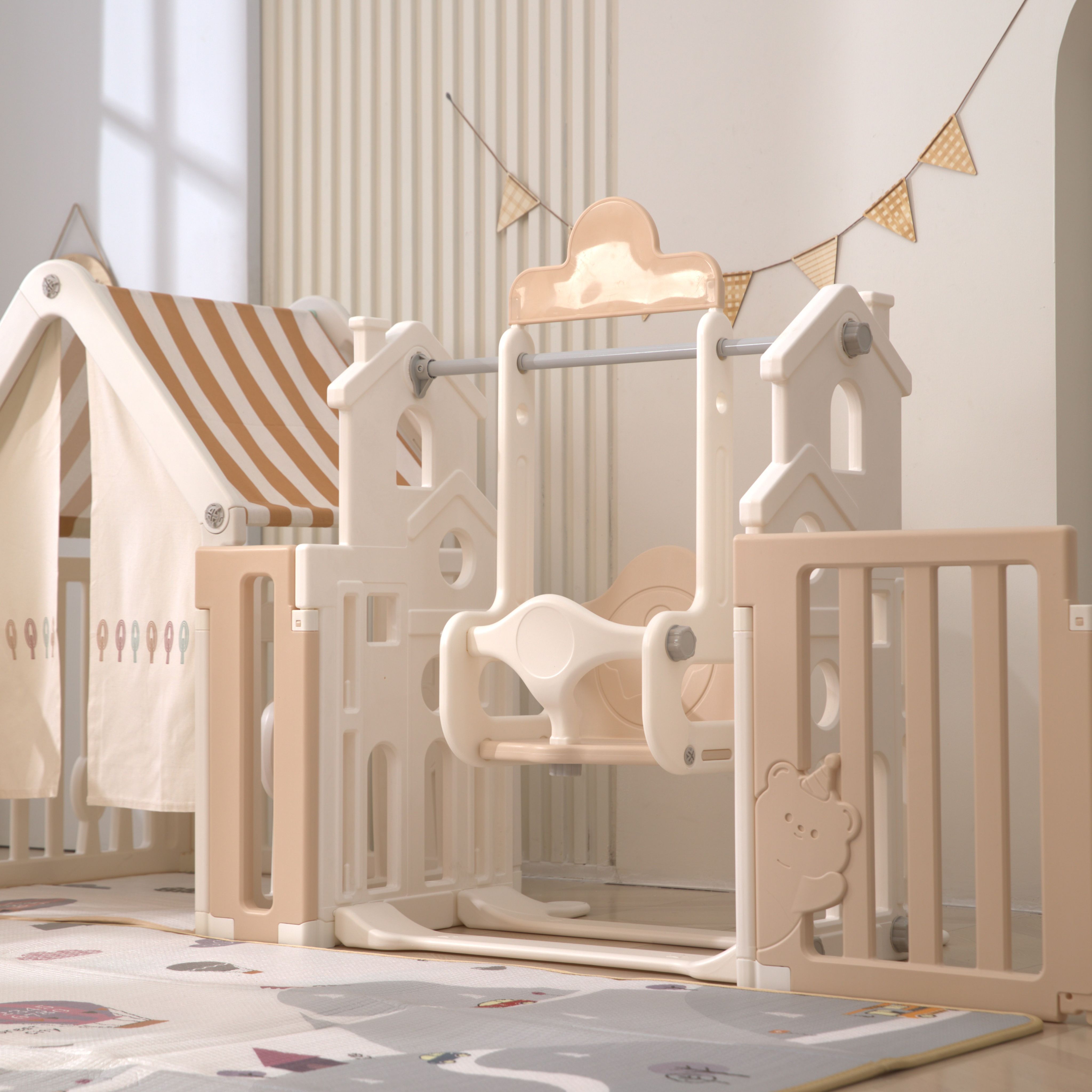 Манеж UNIX Kids deLuxe house 150x180 cm Camel PPLXSWH180WC - фото 8